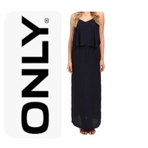 🌺 ONLY Dark Blue Popover Mojo Strap Maxi Dress NWT $89 4